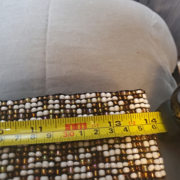 Beaded wooden stretchy belt white brown - Picture 5 of 5